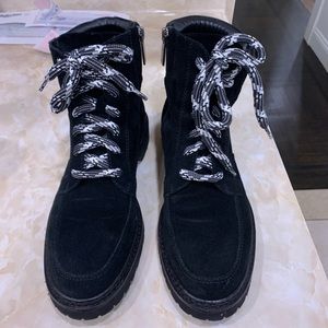 Black aquatalia combat lace boots